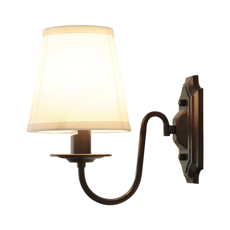 Wandlamp Simplicity, enkele gang, wandlamp met gebogen arm, van stof, zwart Clearhalo
