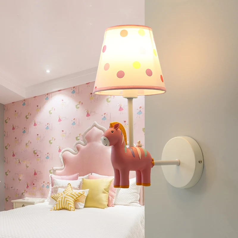 Wandlamp van harspaard met taps toelopende kap Meisjesslaapkamer Eén lamp Mooie kinderwandlamp Clearhalo