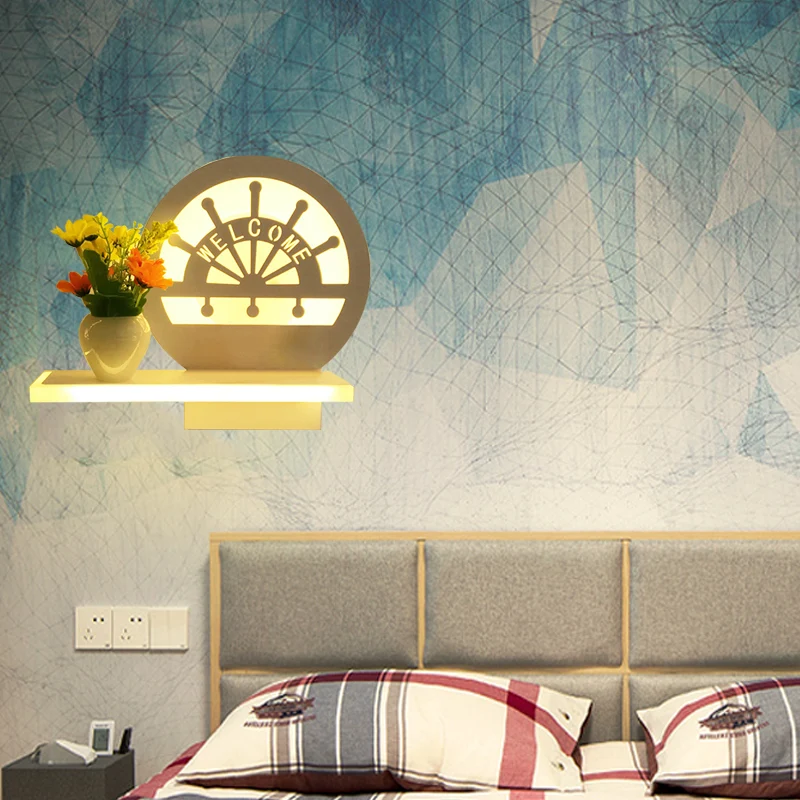 Wandlamp voor volwassen kinderen met plank, eigentijdse acrylwandlamp wit Clearhalo