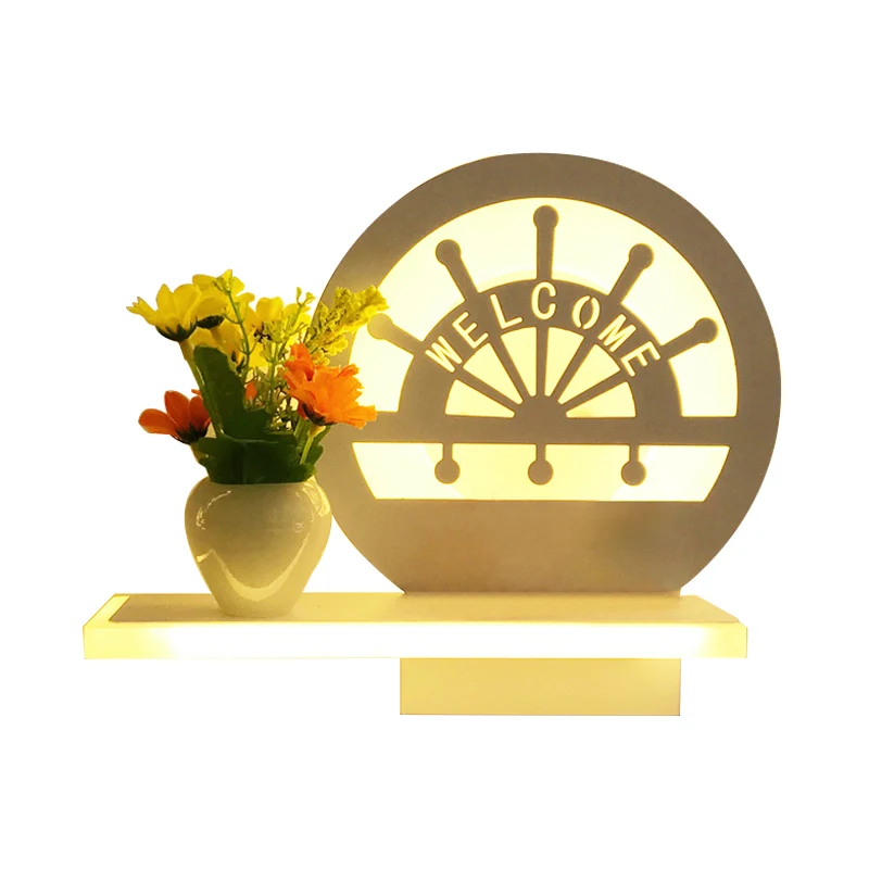 Wandlamp voor volwassen kinderen met plank, eigentijdse acrylwandlamp wit Clearhalo