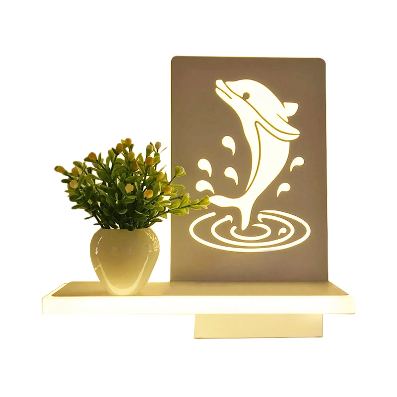 Wandlamp voor volwassen kinderen met plank, eigentijdse acrylwandlamp wit Clearhalo