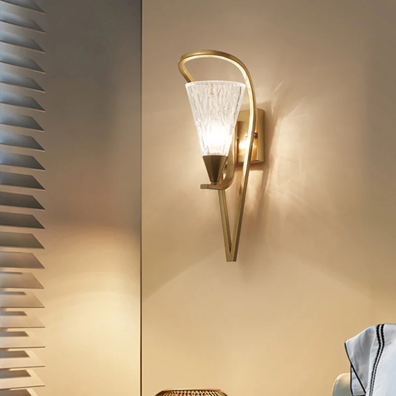 Waterglas kegel wandgemonteerde lamp Vintage 1 kop woonkamer schans lichtarmatuur goud Clearhalo