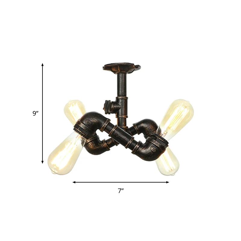 Waterpijp Metaal Semi Inbouw Vintage 3/4 Lichten Binnen Plafondlamp Armatuur Antiek Messing/Verouderd Zilver/Antiek Brons...