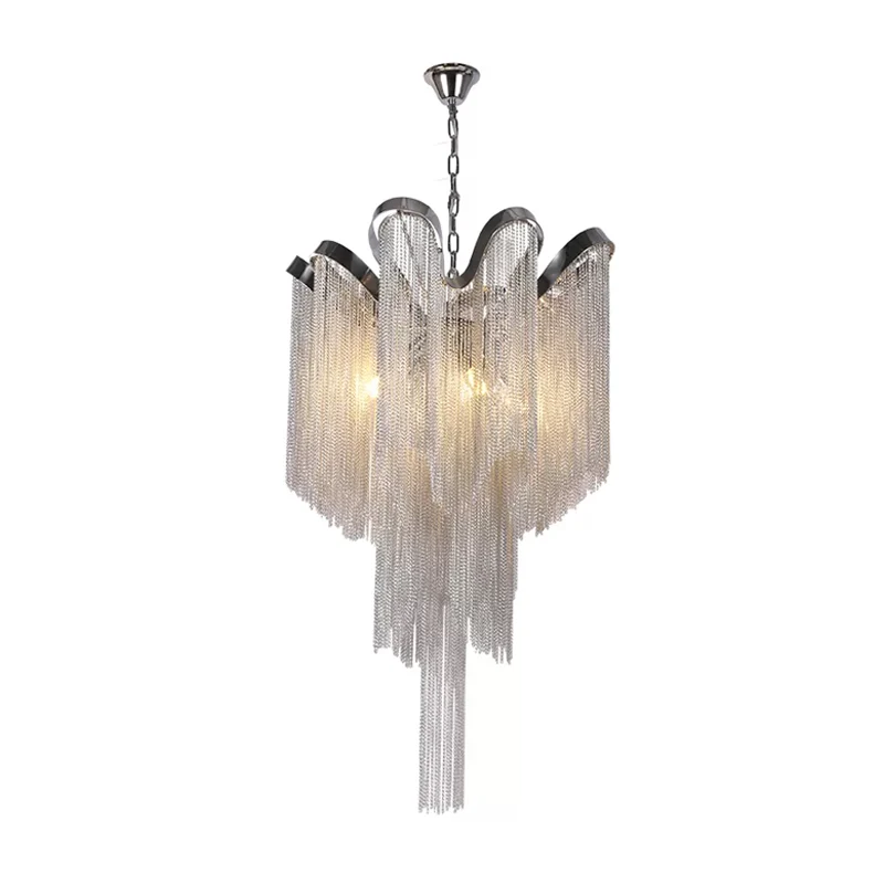 Waterval Gang Hangende Kroonluchter Aluminium LED Modern Pendellicht Zilver Clearhalo
