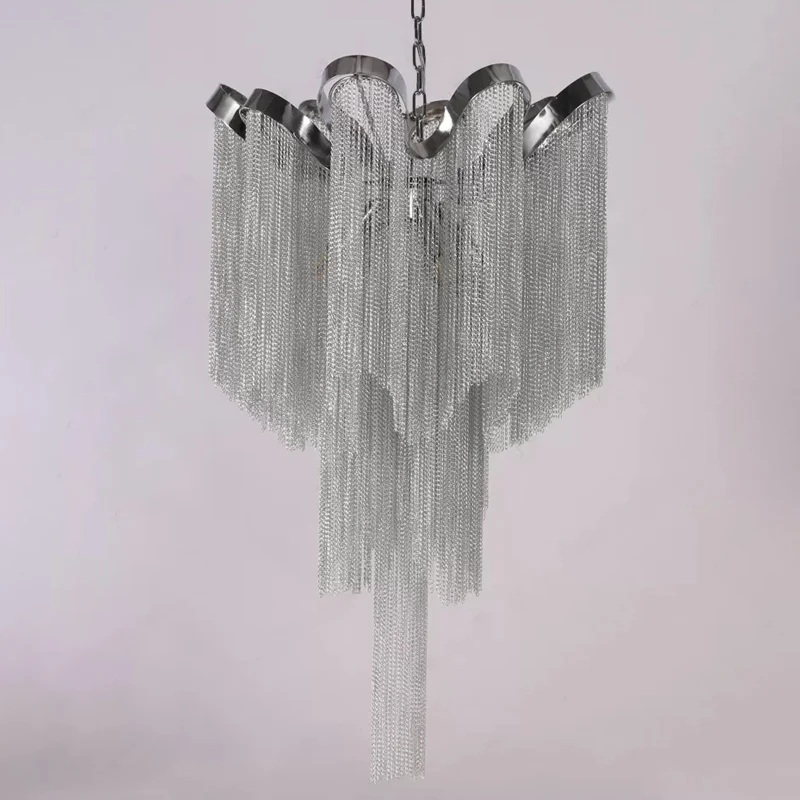 Waterval Gang Hangende Kroonluchter Aluminium LED Modern Pendellicht Zilver Clearhalo