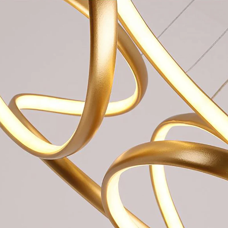Wave acryl kroonluchter eenvoudig goud/koffie LED hanglamp voor eetkamer, 14"/19,5" breed Clearhalo