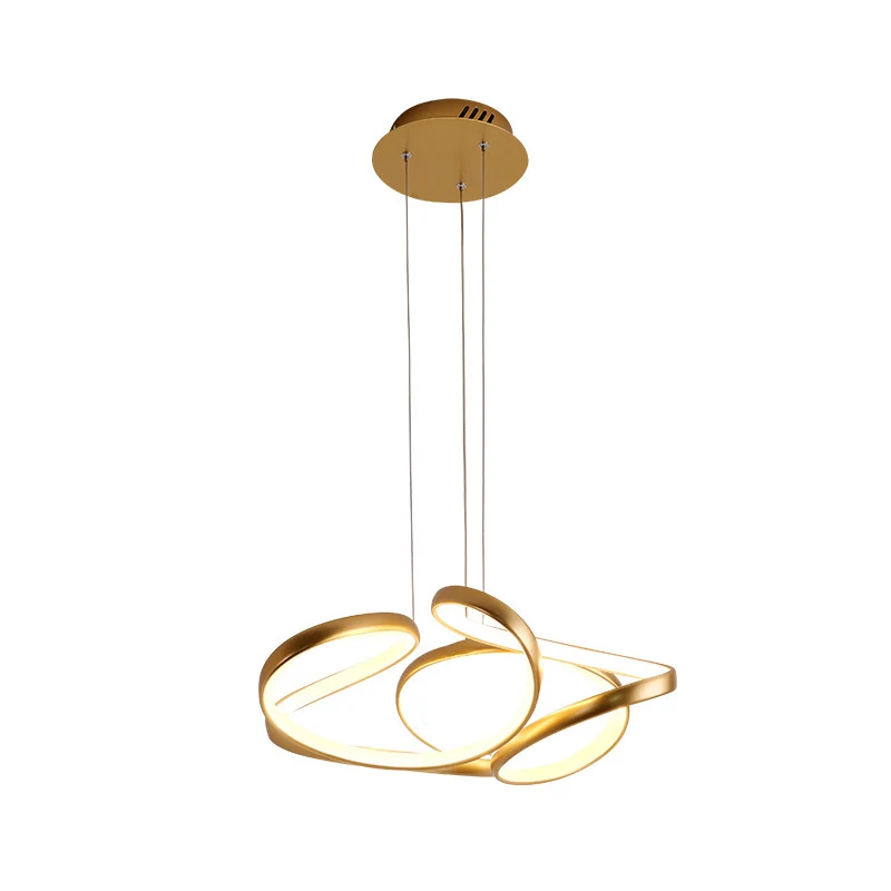 Wave acryl kroonluchter eenvoudig goud/koffie LED hanglamp voor eetkamer, 14"/19,5" breed Clearhalo