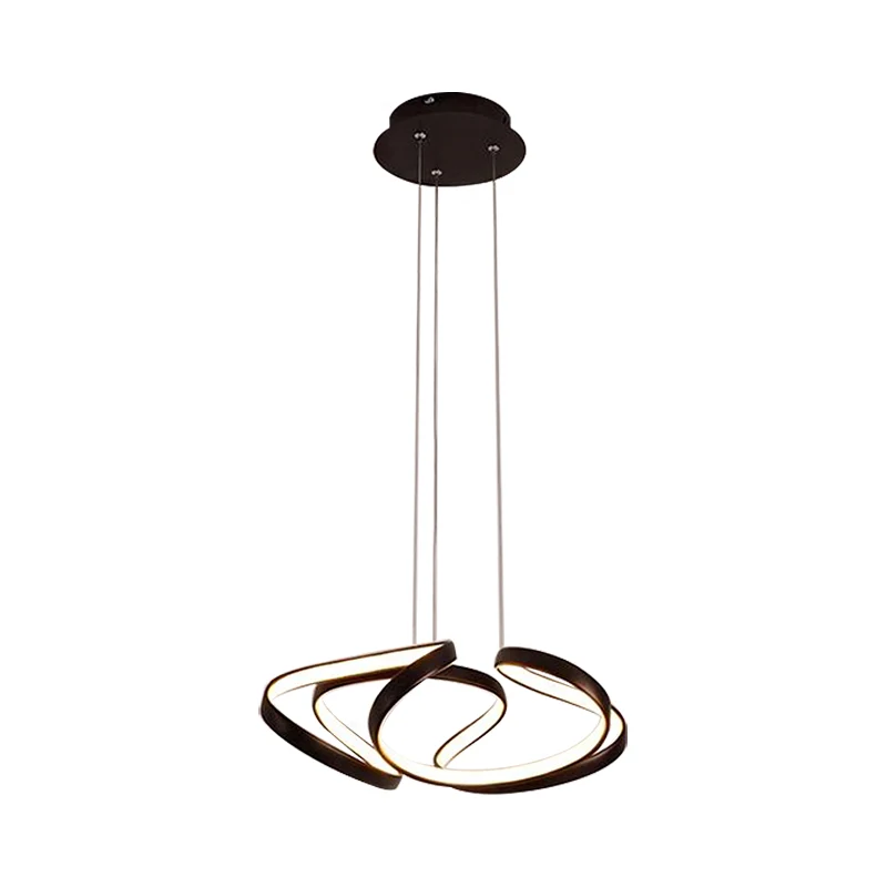 Wave acryl kroonluchter eenvoudig goud/koffie LED hanglamp voor eetkamer, 14"/19,5" breed Clearhalo