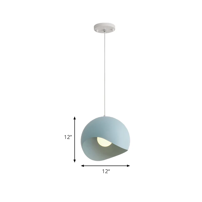 Waveforms Dome Hanglamp Scandinavische stijl Metaal 8"/12" W 1 Kop Zwart/Grijs Plafondverlichting voor Woonkamer Clearhalo