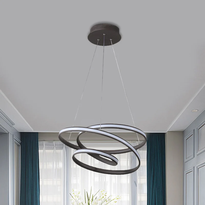 Wervelende LED-hangende kroonluchter Minimalistische acrylkeukenplafondophanglamp zwart, warm/wit/natuurlijk licht Clearhalo