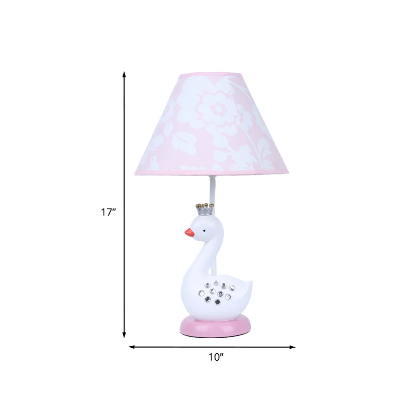 White Goose Nachtlampje Cartoon 1 Lamp Hars Leeslamp met Ton Stoffen Schaduw voor Slaapkamer Clearhalo