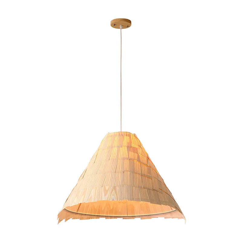 Wide Flare hanglamp van Japans hout met 1 kop plafondophanglamp beige Clearhalo