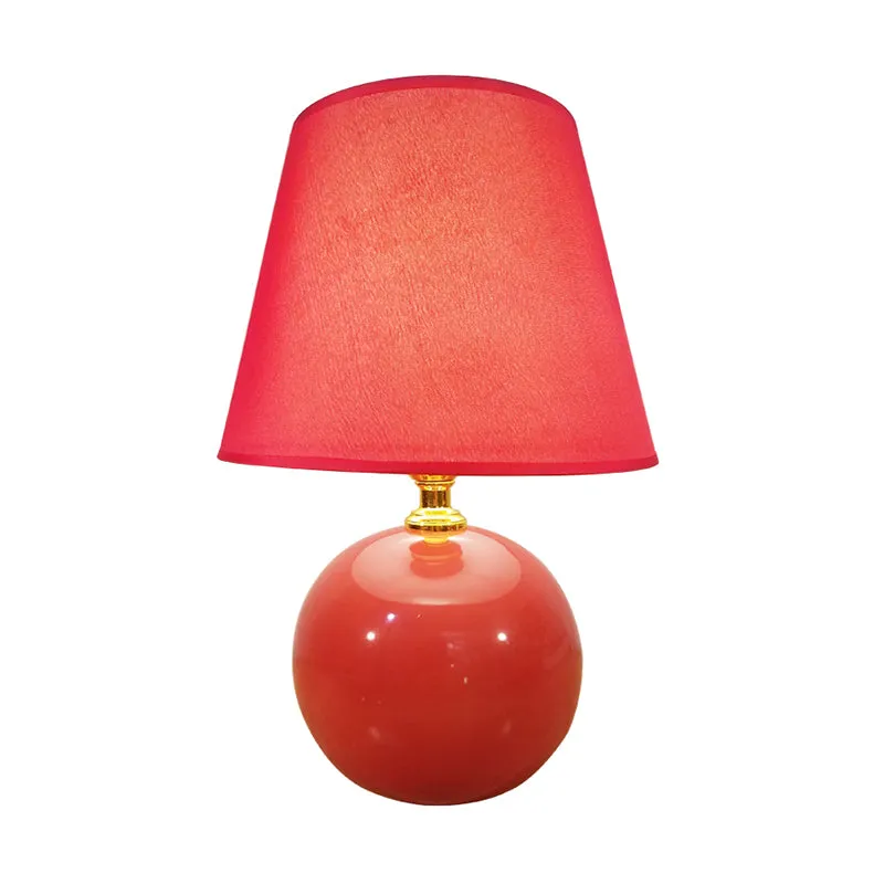 Wide Flare taaklamp modernistische stof 1 kop rode kleine bureaulamp met keramische voet, 8"/9" breed Clearhalo
