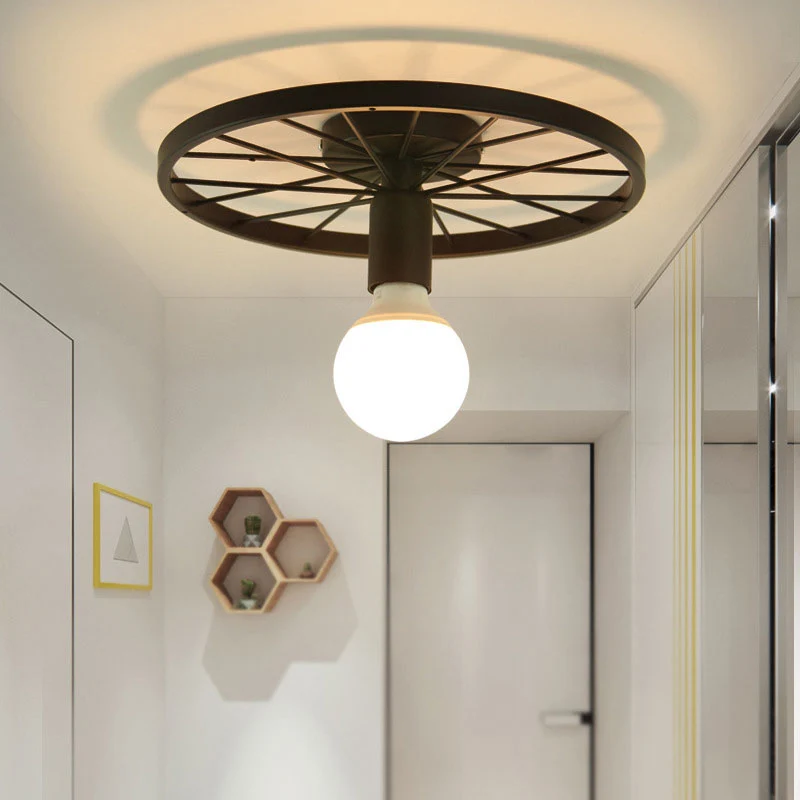 Wielvormige gang semi-inbouw hanglamp retro metaal 1 lamp zwarte afwerking semi-gemonteerde verlichting Clearhalo