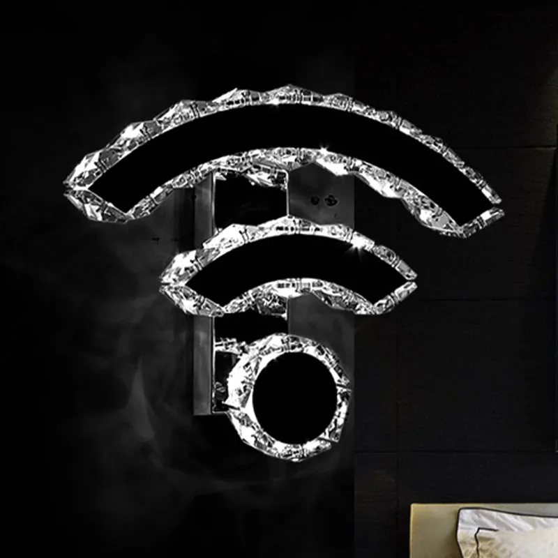 WIFI-vorm schansverlichting Nordic Crystal LED nikkel wandlamp armatuur warm/wit licht voor nachtkastje Clearhalo
