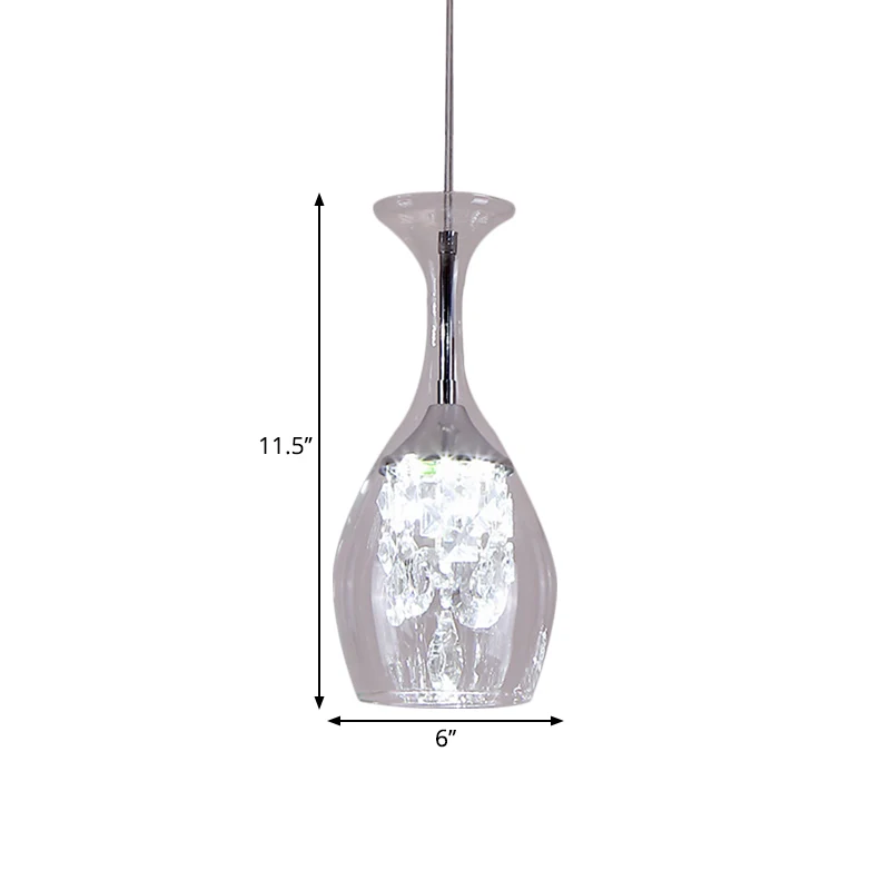 Wijnglazen plafondhanger Moderne helderglazen woonkamer LED-hanglampenset warm/wit licht met kristallen binnenkap Clearhalo