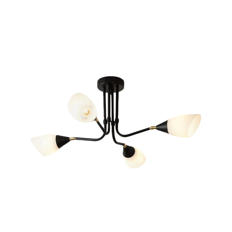 Wit 4/6/8 lampen plafondmontage traditioneel matglas Sputnik semi-inbouwlamp voor slaapkamer Clearhalo