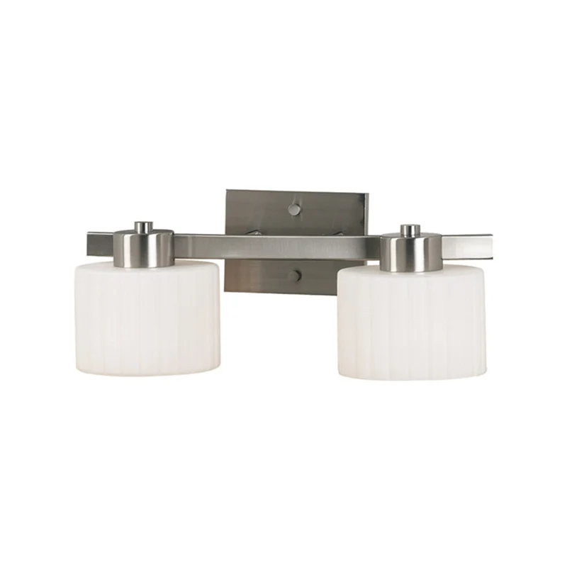 Wit geribbeld glas nikkel blaker lichtarmatuur Drum 2-koppige moderne wandgemonteerde lamp Clearhalo
