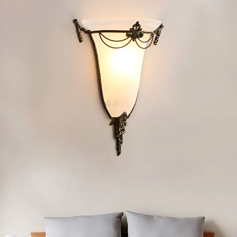Wit glas trompet schans licht traditioneel 1 hoofd wandlamp armatuur voor woonkamer Clearhalo