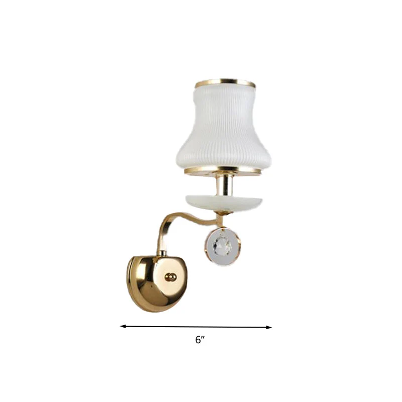 Wit glazen bel wandgemonteerde lamp Vintage 1/2 hoofden woonkamer LED schanslamp met kristallen accent Clearhalo