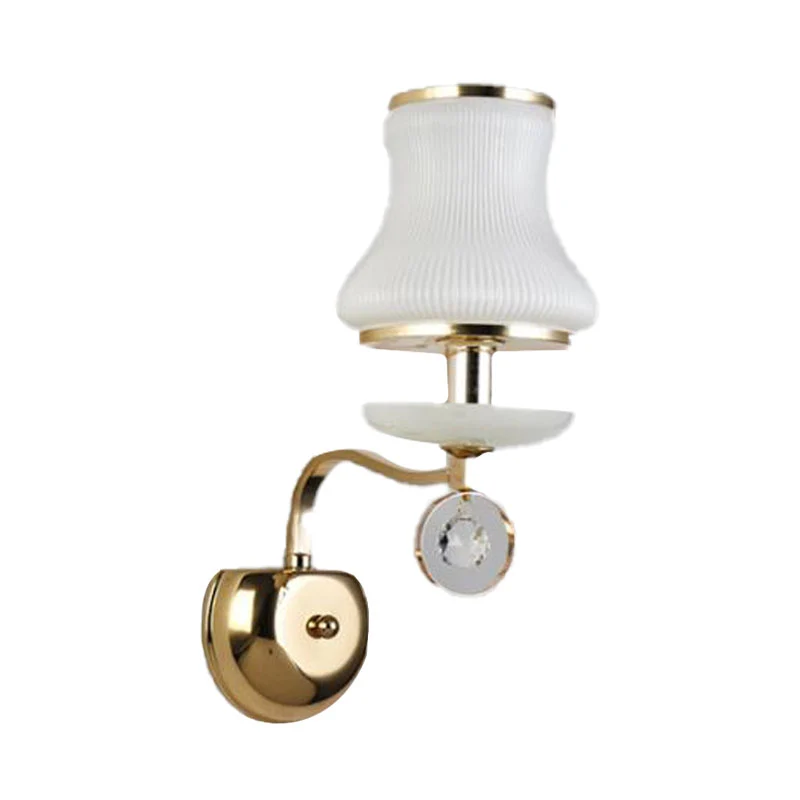 Wit glazen bel wandgemonteerde lamp Vintage 1/2 hoofden woonkamer LED schanslamp met kristallen accent Clearhalo