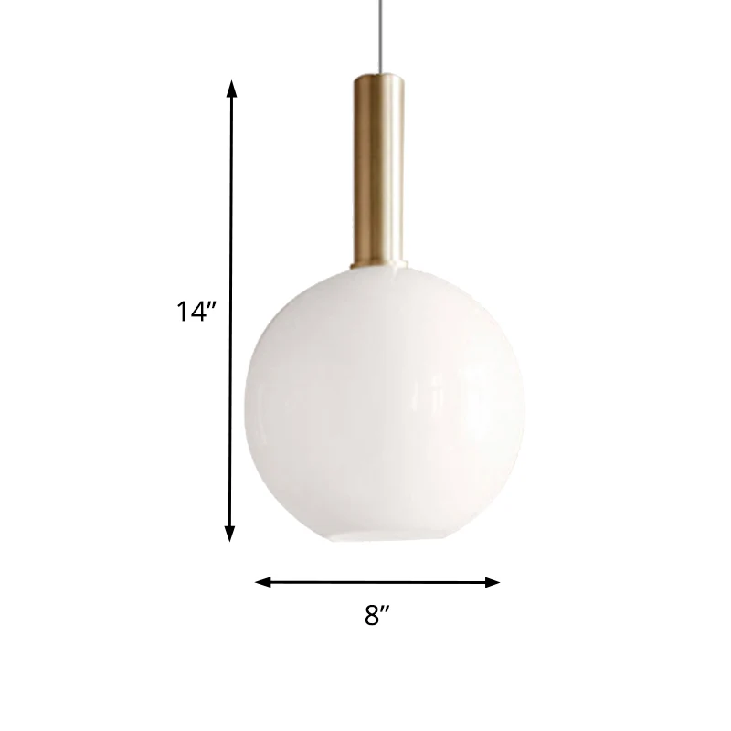 Wit glazen bol/ellipsoïde/koepel hanglamp moderne 1-lichts messing led hangende plafondlamp Clearhalo