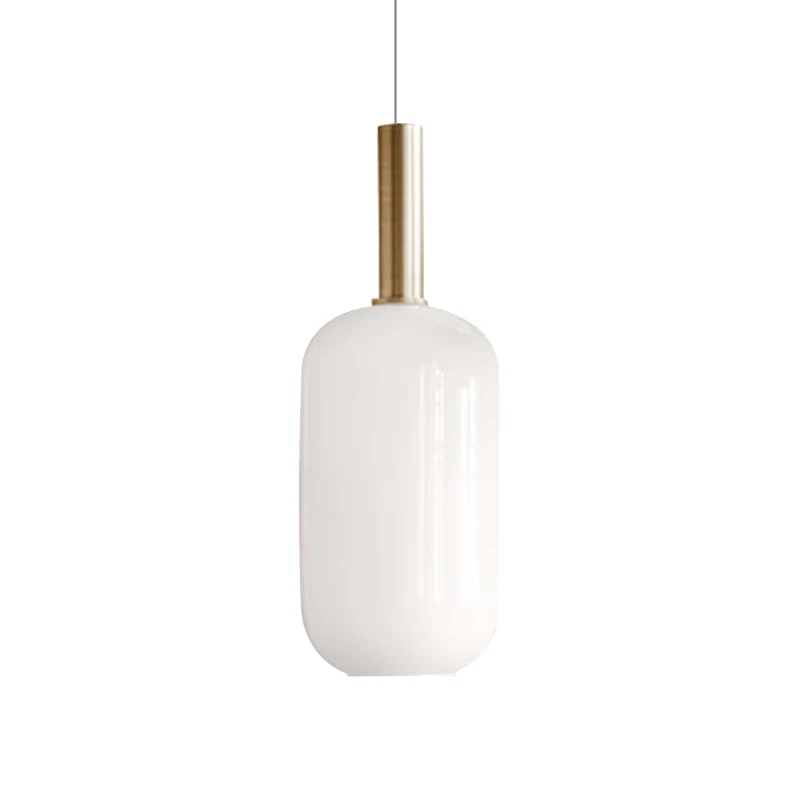 Wit glazen bol/ellipsoïde/koepel hanglamp moderne 1-lichts messing led hangende plafondlamp Clearhalo