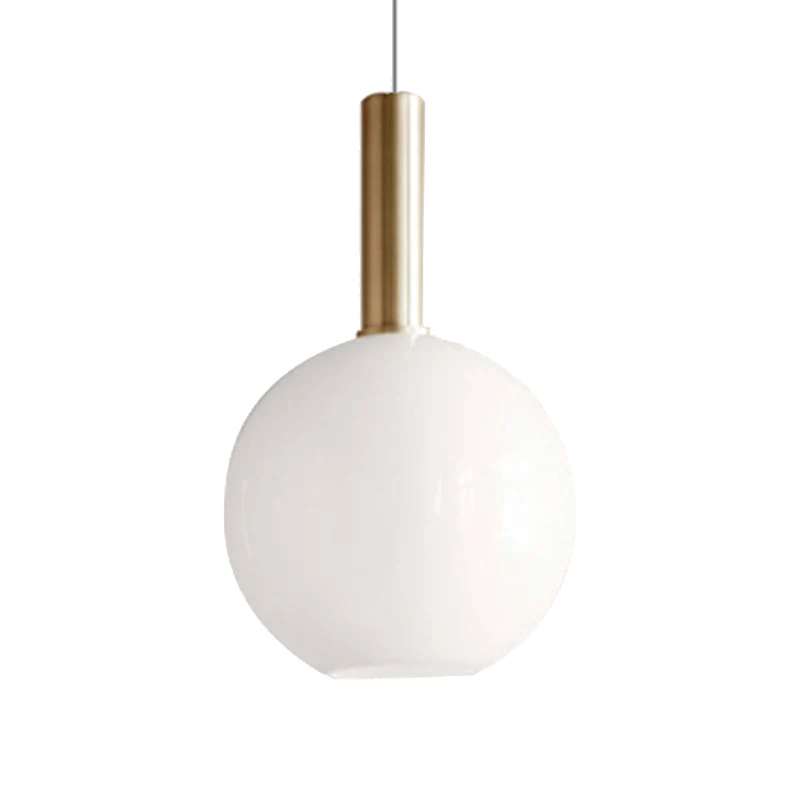 Wit glazen bol/ellipsoïde/koepel hanglamp moderne 1-lichts messing led hangende plafondlamp Clearhalo