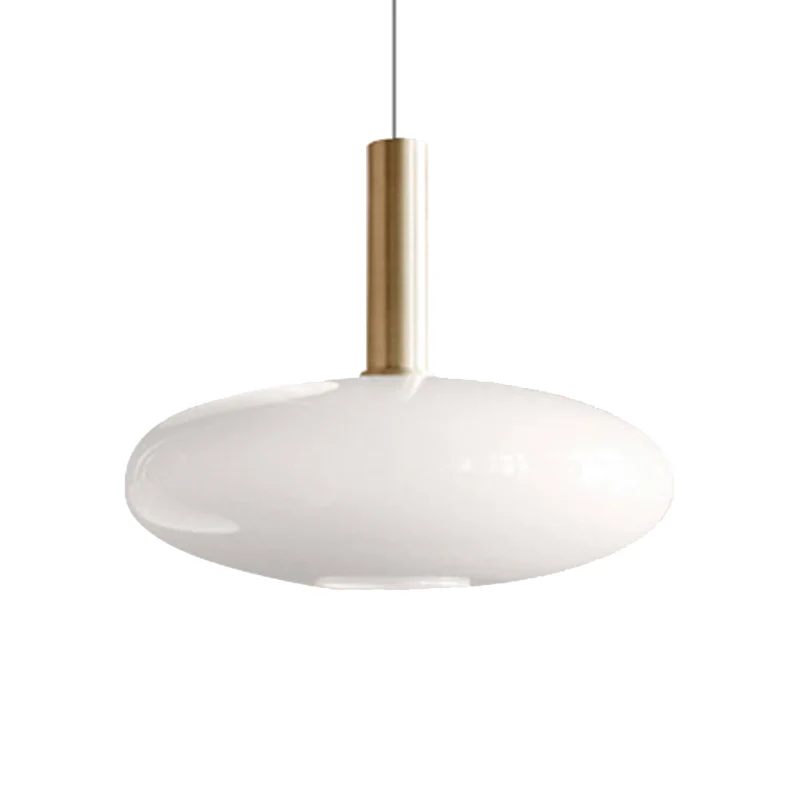 Wit glazen bol/ellipsoïde/koepel hanglamp moderne 1-lichts messing led hangende plafondlamp Clearhalo