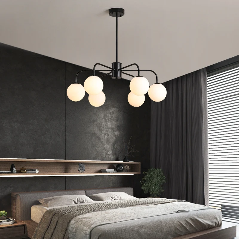 Wit glazen bolkroonluchter modernistisch met radiaal ontwerp 6/8/10 lampen Hangende plafondlamp met gebogen arm Clearhalo