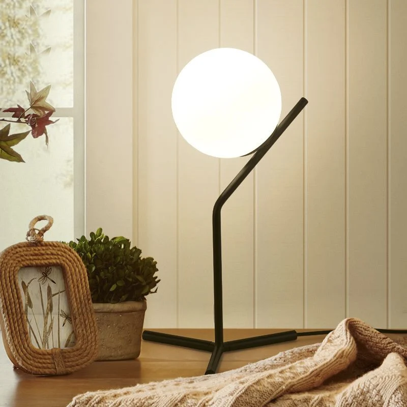 Wit glazen bolschaduw studielamp modernisme 1 licht slaapkamer bureauverlichting Clearhalo
