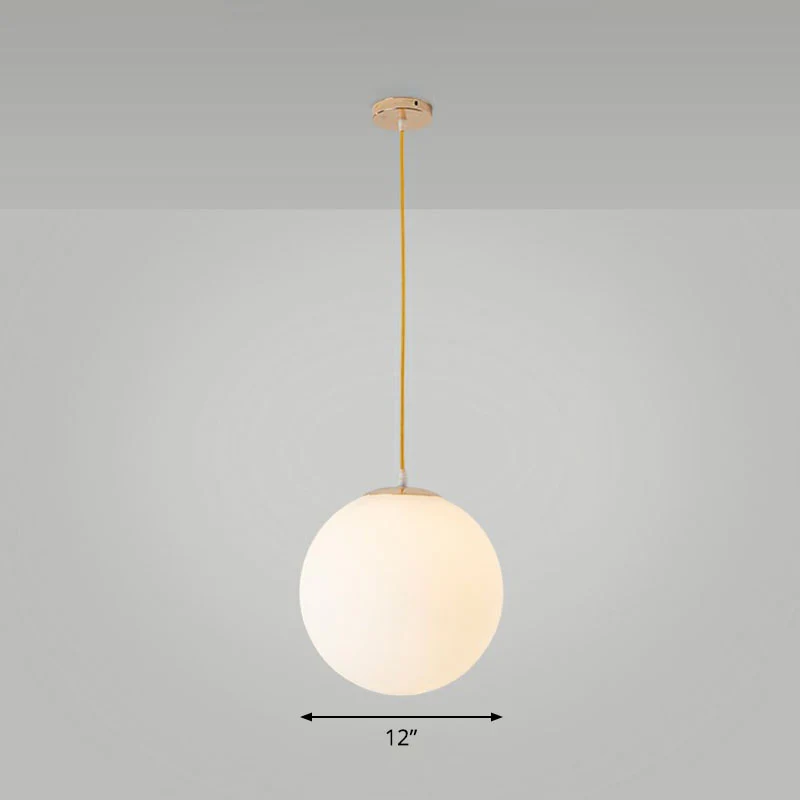 Wit glazen bolvormige ophangverlichting Minimalisme 1-koppige plafondhanglamp boven tafel Clearhalo