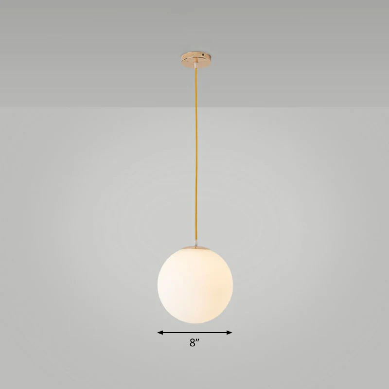 Wit glazen bolvormige ophangverlichting Minimalisme 1-koppige plafondhanglamp boven tafel Clearhalo