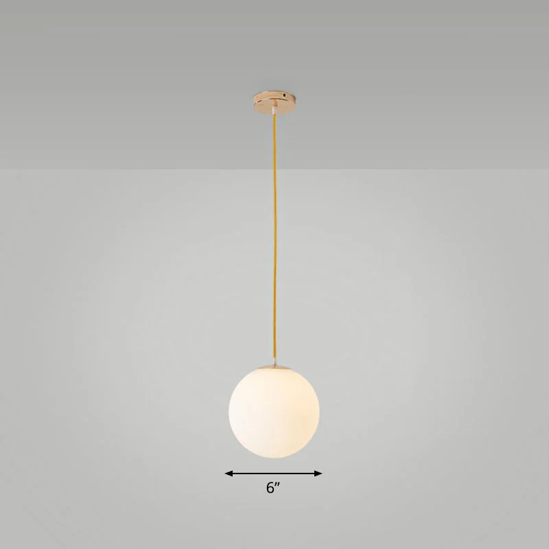 Wit glazen bolvormige ophangverlichting Minimalisme 1-koppige plafondhanglamp boven tafel Clearhalo