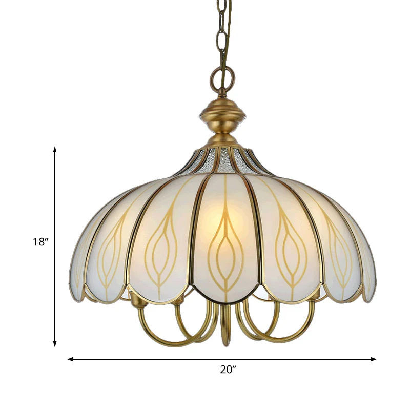 Wit glazen geschulpte kroonluchter lichtarmatuur kolonialistische 3/4/5 lampen eetkamer plafond hanger Clearhalo