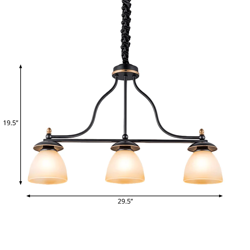 Wit glazen tonvormige eilandverlichting Klassieke 3-lichts eetkamer hangende hanglamp zwart Clearhalo