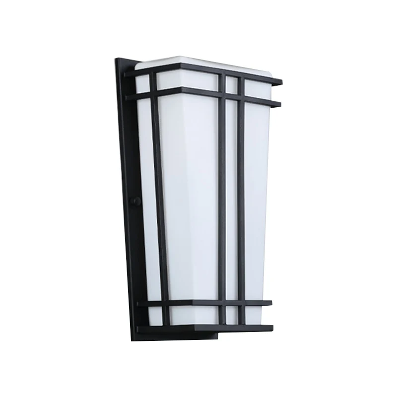 Wit glazen trapeziumvormige inbouwwandlamp Rustiek 1-lichts terrasmuurverlichtingsideeën getextureerd zwart Clearhalo