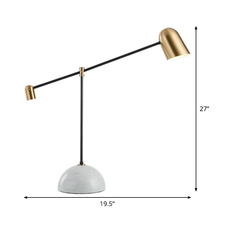 Wit nachtkastje met lineaire arm, eenvoudige LED-nachttafellamp met 1 kop en marmeren voet voor studeerkamer Clearhalo