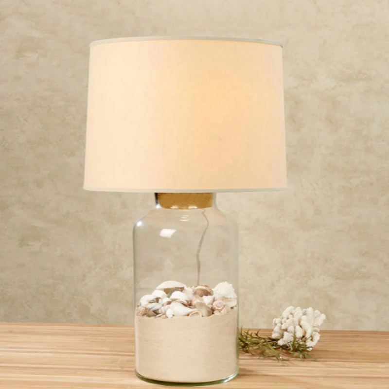 Wit nachtlampje met 1 lamp Traditionele nachtlamp van stoffen vat met blikvormige helderglazen voet Clearhalo