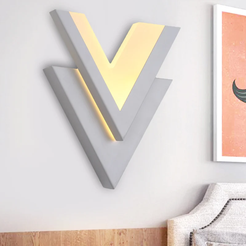 Wit ontwerp met V-hals, inbouw, Scandinavisch acryl, geïntegreerde LED-wandlamp warm/wit licht Clearhalo