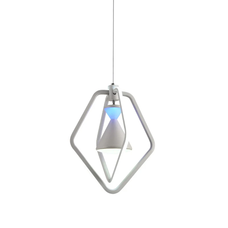 Wit vijfhoekig frame en zandloperhanger modernistische LED acryl hangende plafondlamp voor eetkamer Clearhalo
