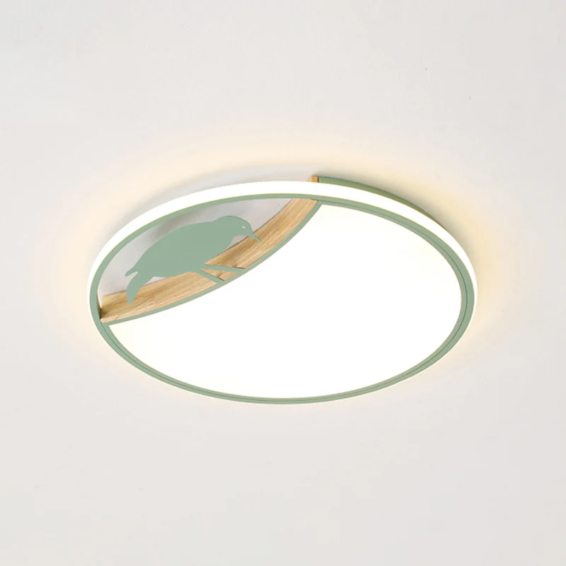 Wit/Grijs/Groen Ronde Inbouwlamp Nordic LED Acryl Inbouwlamp met Vogeldeco Clearhalo