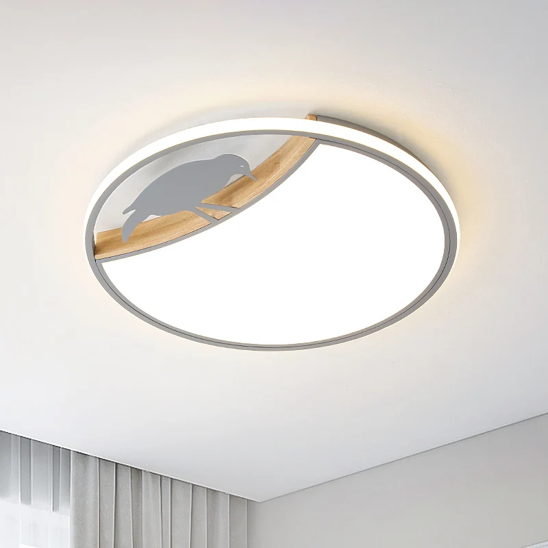 Wit/Grijs/Groen Ronde Inbouwlamp Nordic LED Acryl Inbouwlamp met Vogeldeco Clearhalo