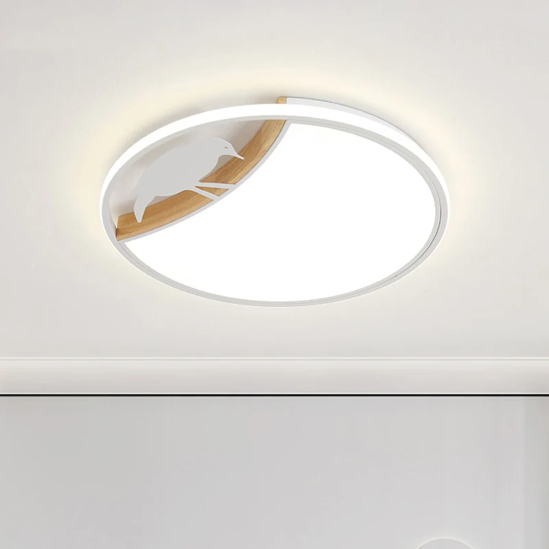 Wit/Grijs/Groen Ronde Inbouwlamp Nordic LED Acryl Inbouwlamp met Vogeldeco Clearhalo