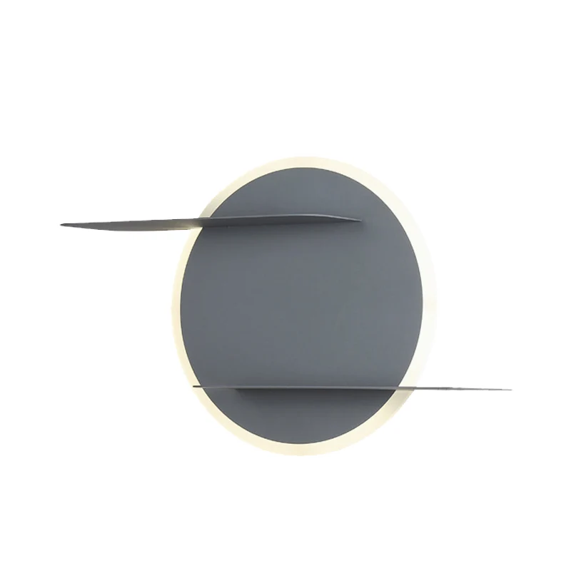 Wit/grijze ronde wandlamp, moderne acryl LED schanslamp met steun voor slaapkamer Clearhalo