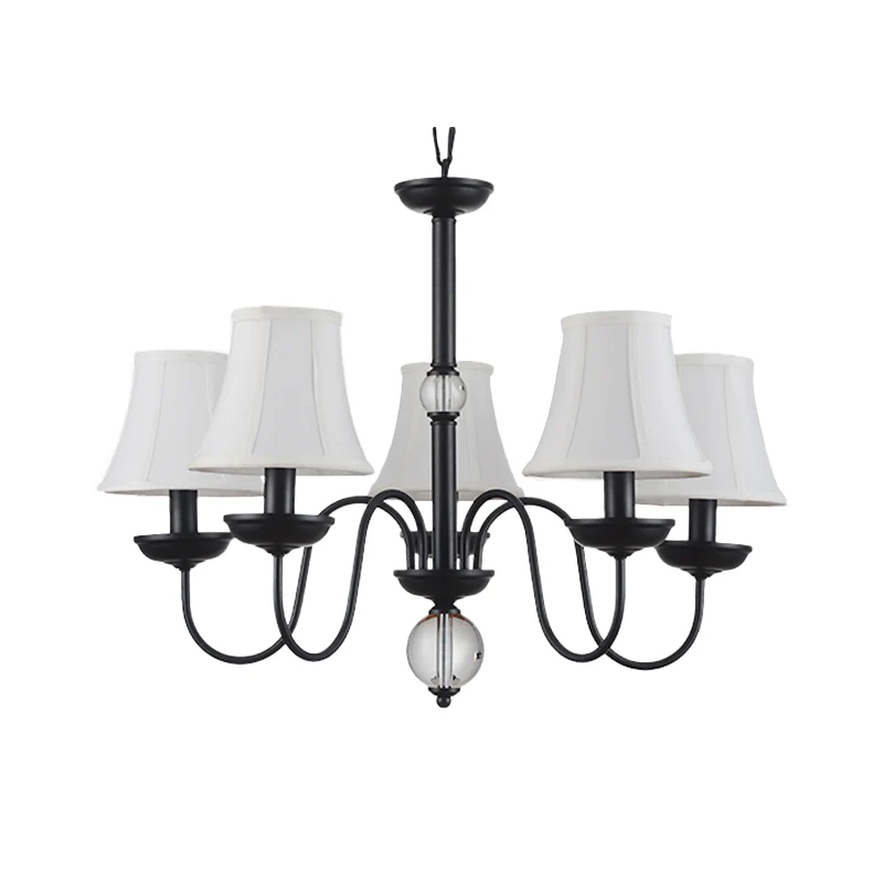 Witte 3/5/6 lampen kroonluchter lichtarmatuur traditionele stoffen taps toelopende hanglamp Clearhalo