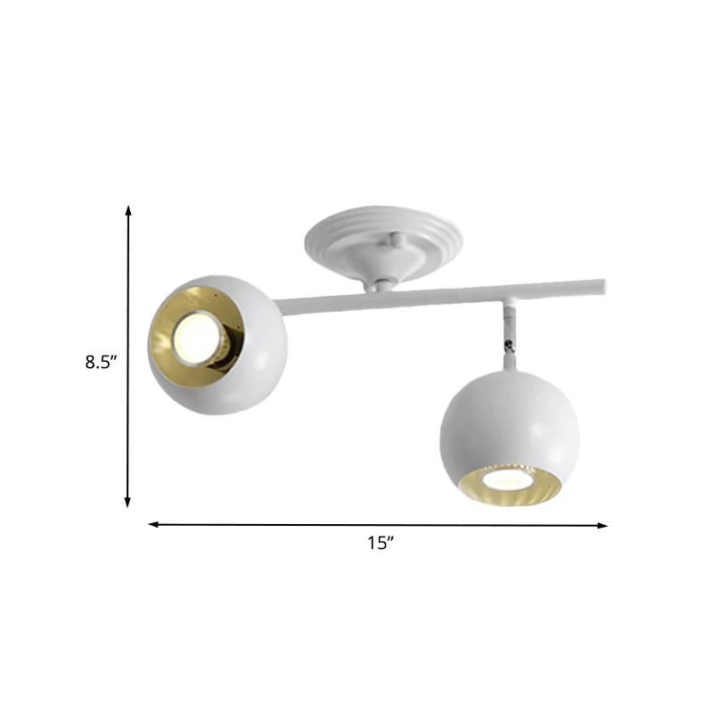 Witte afwerking Globe semi-inbouwlamp moderne 2-lichts metalen plafondgemonteerde lamp Clearhalo