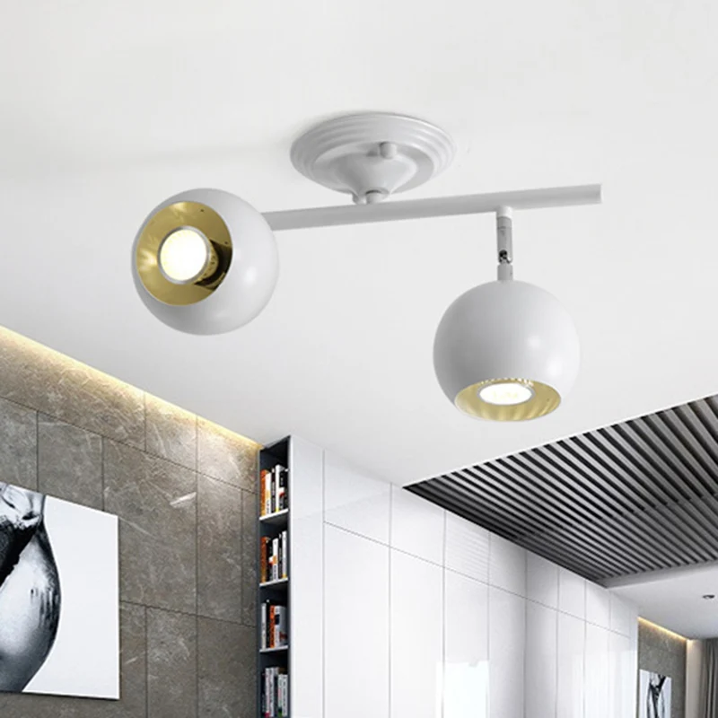 Witte afwerking Globe semi-inbouwlamp moderne 2-lichts metalen plafondgemonteerde lamp Clearhalo