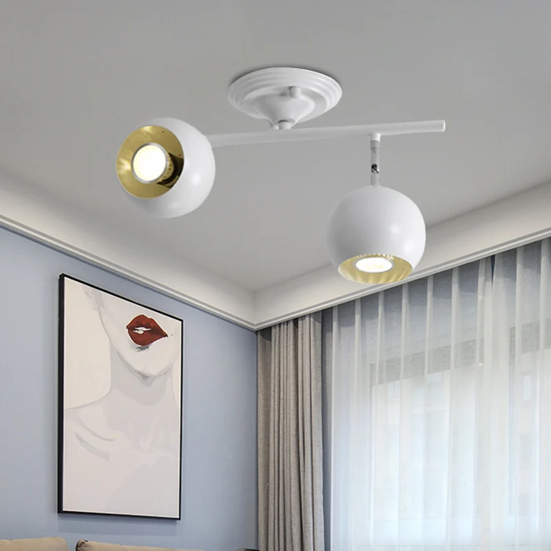 Witte afwerking Globe semi-inbouwlamp moderne 2-lichts metalen plafondgemonteerde lamp Clearhalo
