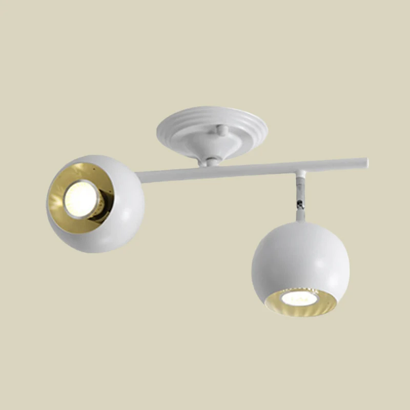 Witte afwerking Globe semi-inbouwlamp moderne 2-lichts metalen plafondgemonteerde lamp Clearhalo